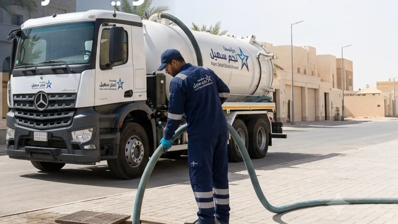 الفرق بين وايت الصرف الصحي وشفط البيارة — فني صرف صحي أثناء تنفيذ خدمة ميدانية (صورة توضيحية عامة)